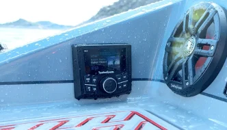 PMX-1R Marine Remote installed in the side of a boat